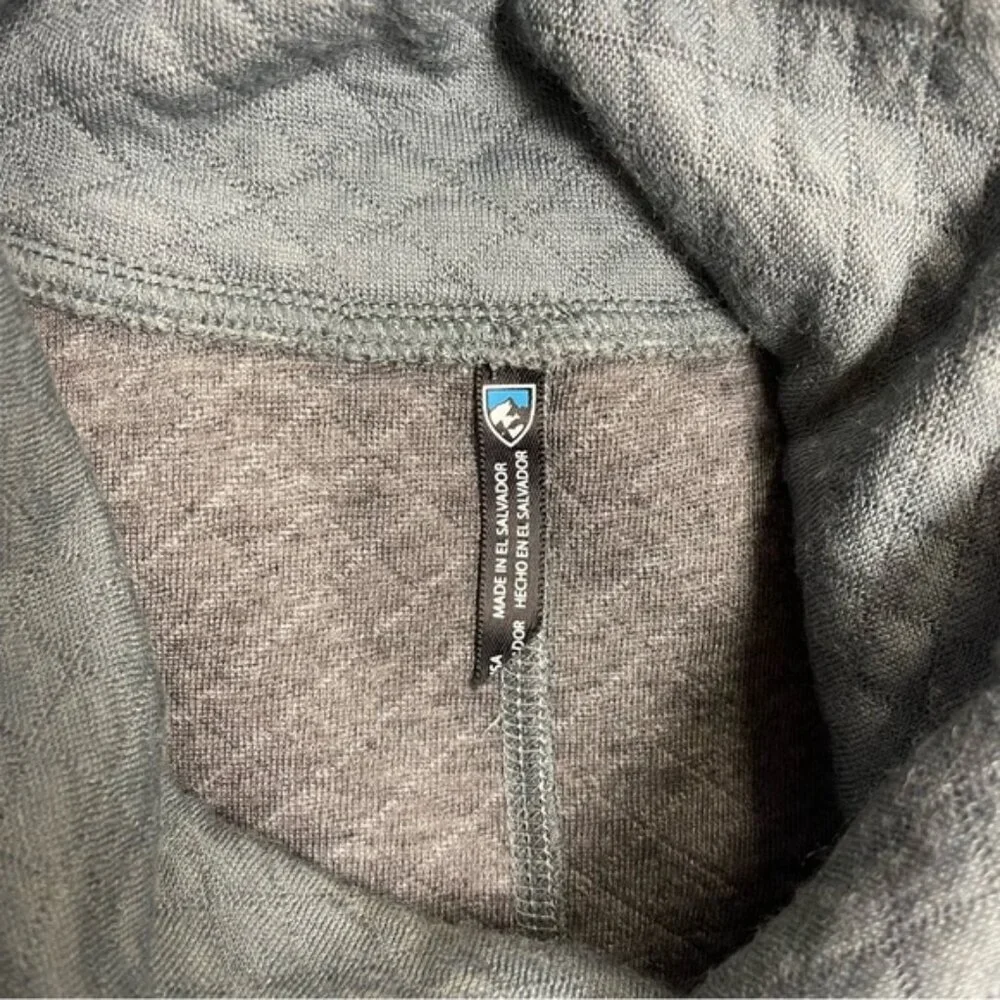 Kuhl Athena Pullover Women's‎ Size Small Pewter Green Cowl Neck Sweater Quilted